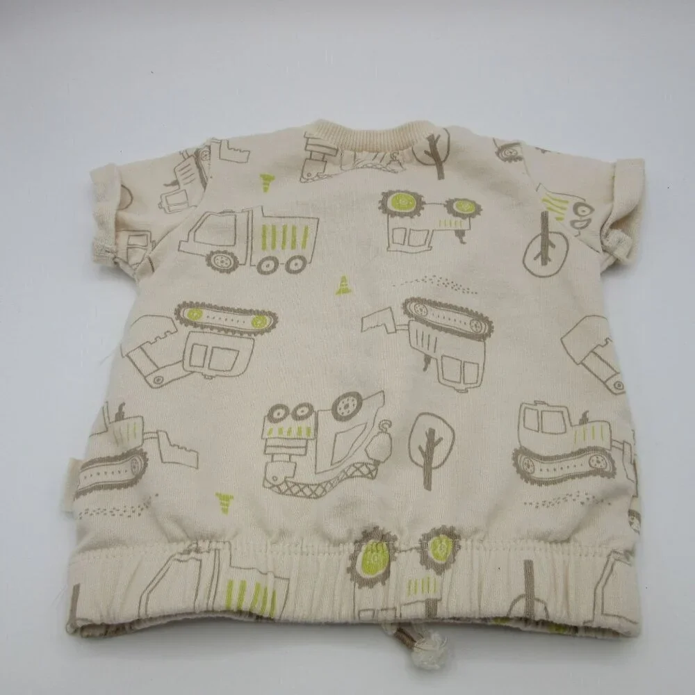 Rabbit and Bear Outfit Organic Cotton Beige Trucks Tractors Comfy Baby 3 Months